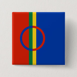 Badge Carré 5 Cm Drapeau de la Laponie (Noël) (Sami) (Laplander)