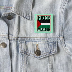 Badge Carré 5 Cm Drapeau de la Palestine libre Gaza Liberté Palesti
