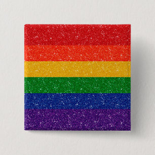 Badge Carré 5 Cm Drapeau de la Rainbow Pride Parties scintillant Fa