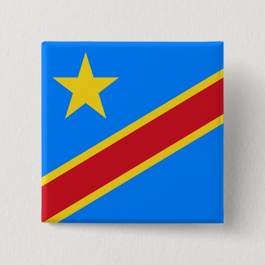 Badge Carré 5 Cm Drapeau de la République démocratique du Congo (Devant)