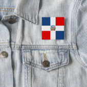 Badge Carré 5 Cm Drapeau de la République Dominicaine (En situation)