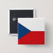 Badge Carré 5 Cm Drapeau de la République tchèque (Devant & derrière)