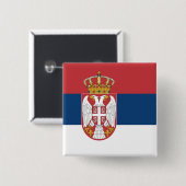 Badge Carré 5 Cm Drapeau de la Serbie (Devant & derrière)