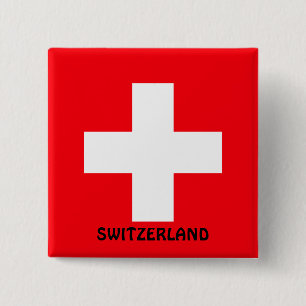Badge Carré 5 Cm Drapeau de la Suisse 