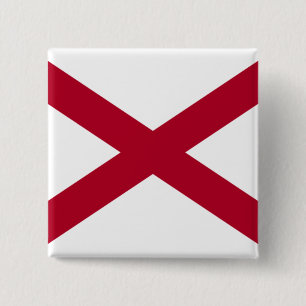 Badge Carré 5 Cm Drapeau de l'état de l'Alabama