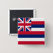 Badge Carré 5 Cm Drapeau de l'État d'Hawaii (Devant & derrière)