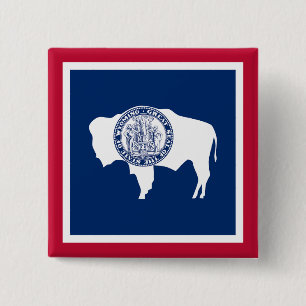 Badge Carré 5 Cm Drapeau de l'État du Wyoming