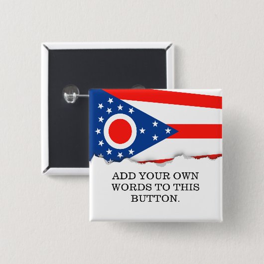 Badge Carré 5 Cm Drapeau de l'Ohio (Devant & derrière)