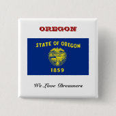 Badge Carré 5 Cm Drapeau de l'Oregon (Devant)
