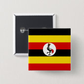 Badge Carré 5 Cm Drapeau de l'Ouganda (Devant & derrière)