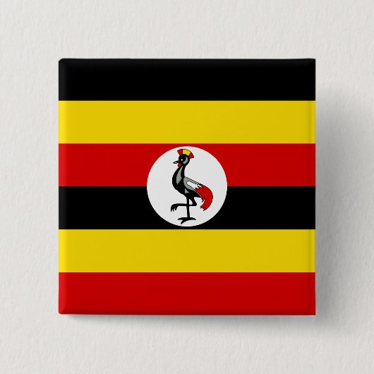 Badge Carré 5 Cm Drapeau de l'Ouganda (Devant)