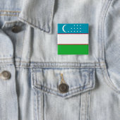 Badge Carré 5 Cm Drapeau de l'Ouzbékistan (En situation)