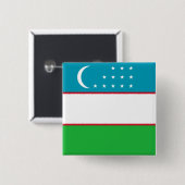 Badge Carré 5 Cm Drapeau de l'Ouzbékistan (Devant & derrière)