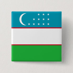 Badge Carré 5 Cm Drapeau de l'Ouzbékistan