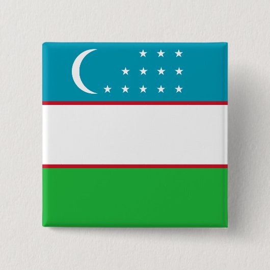 Badge Carré 5 Cm Drapeau de l'Ouzbékistan (Devant)