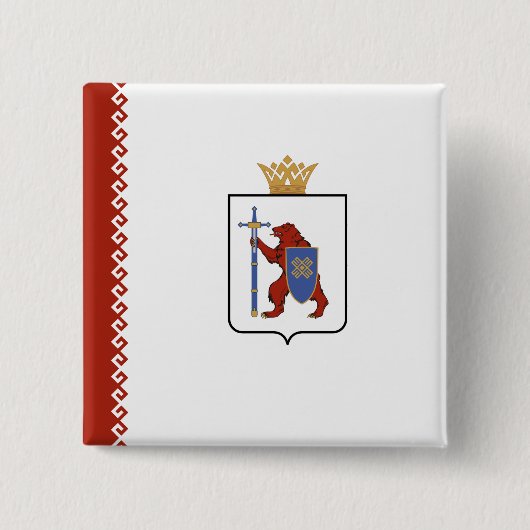 Badge Carré 5 Cm Drapeau de Mari El (Devant)
