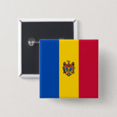 Badge Carré 5 Cm Drapeau de Moldavie (Devant & derrière)