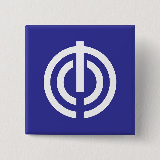 Badge Carré 5 Cm Drapeau de Naha, l'Okinawa, Japon (Devant)