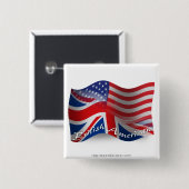 Badge Carré 5 Cm Drapeau de ondulation Britannique-Américain (Devant & derrière)