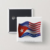 Badge Carré 5 Cm Drapeau de ondulation Cubain-Américain (Devant & derrière)