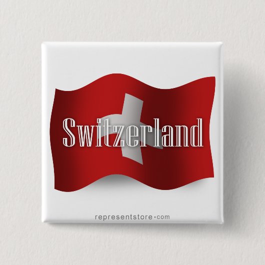Badge Carré 5 Cm Drapeau de ondulation de la Suisse (Devant)