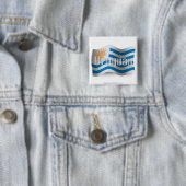 Badge Carré 5 Cm Drapeau de ondulation de l'Uruguay (En situation)
