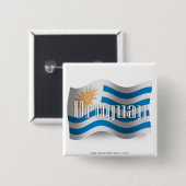 Badge Carré 5 Cm Drapeau de ondulation de l'Uruguay (Devant & derrière)
