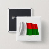 Badge Carré 5 Cm Drapeau de ondulation du Madagascar (Devant & derrière)