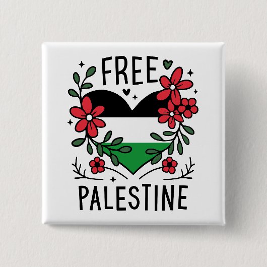 Badge Carré 5 Cm Drapeau de palestine libre (Devant)