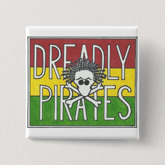 BADGE CARRÉ 5 CM DRAPEAU DE PIRATES DE DREADLY (Devant)