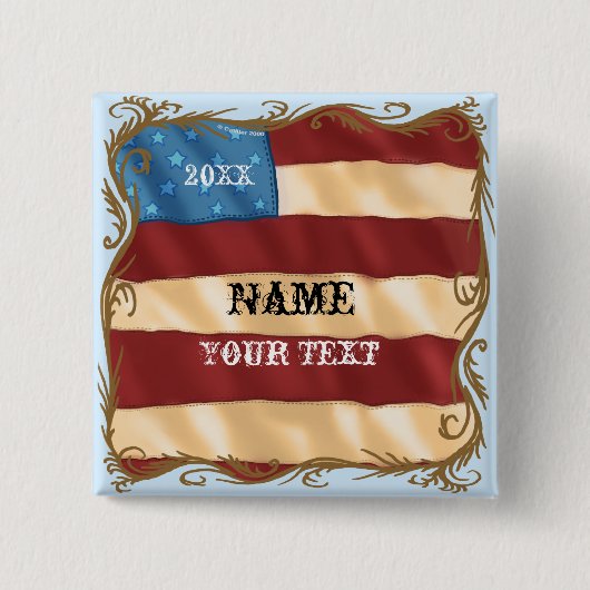 Badge Carré 5 Cm Drapeau de rotation (Devant)