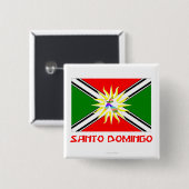 Badge Carré 5 Cm Drapeau de Saint-Domingue avec le nom (Devant & derrière)