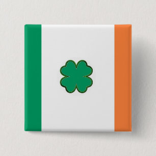 Badge Carré 5 Cm Drapeau de shamrock de l'Irlande