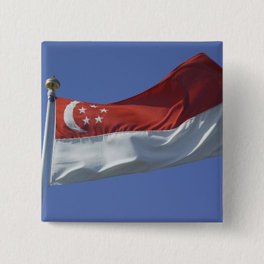 Badge Carré 5 Cm Drapeau de Singapour (Devant)