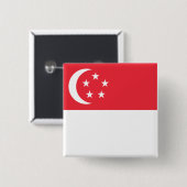 Badge Carré 5 Cm Drapeau de Singapour (Devant & derrière)