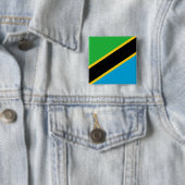 Badge Carré 5 Cm Drapeau de Tanzanie (En situation)