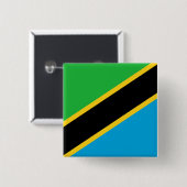 Badge Carré 5 Cm Drapeau de Tanzanie (Devant & derrière)
