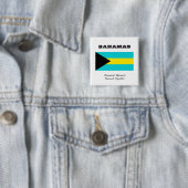 Badge Carré 5 Cm Drapeau des Bahamas (En situation)