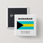 Badge Carré 5 Cm Drapeau des Bahamas (Devant & derrière)