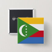 Badge Carré 5 Cm Drapeau des Comores (Devant & derrière)