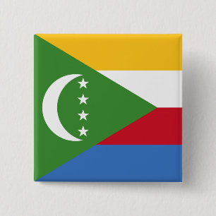 Badge Carré 5 Cm Drapeau des Comores