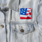 Badge Carré 5 Cm Drapeau des Etats-Unis (En situation)