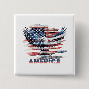 Badge Carré 5 Cm Drapeau des États-Unis. Amérique