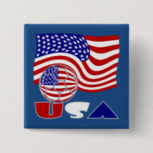 Badge Carré 5 Cm Drapeau des États-Unis USA Balle de football Fond 
