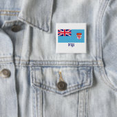 Badge Carré 5 Cm Drapeau des Fidji avec le nom (En situation)