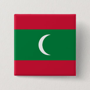 Badge Carré 5 Cm Drapeau des Maldives