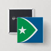 Badge Carré 5 Cm Drapeau des rapides de cèdre, Iowa (Devant & derrière)