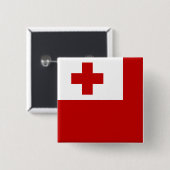 Badge Carré 5 Cm Drapeau des Tonga (Devant & derrière)