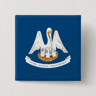 Badge Carré 5 Cm Drapeau d'État de Louisiane