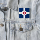 Badge Carré 5 Cm Drapeau d'Indianapolis, Indiana Button (En situation)